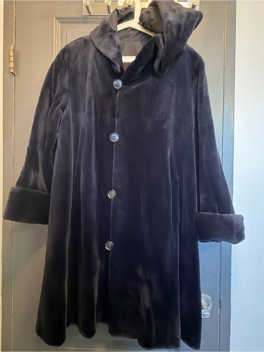 Norman Ambrose Hooded Mink Fur Coat Reversible Vintage